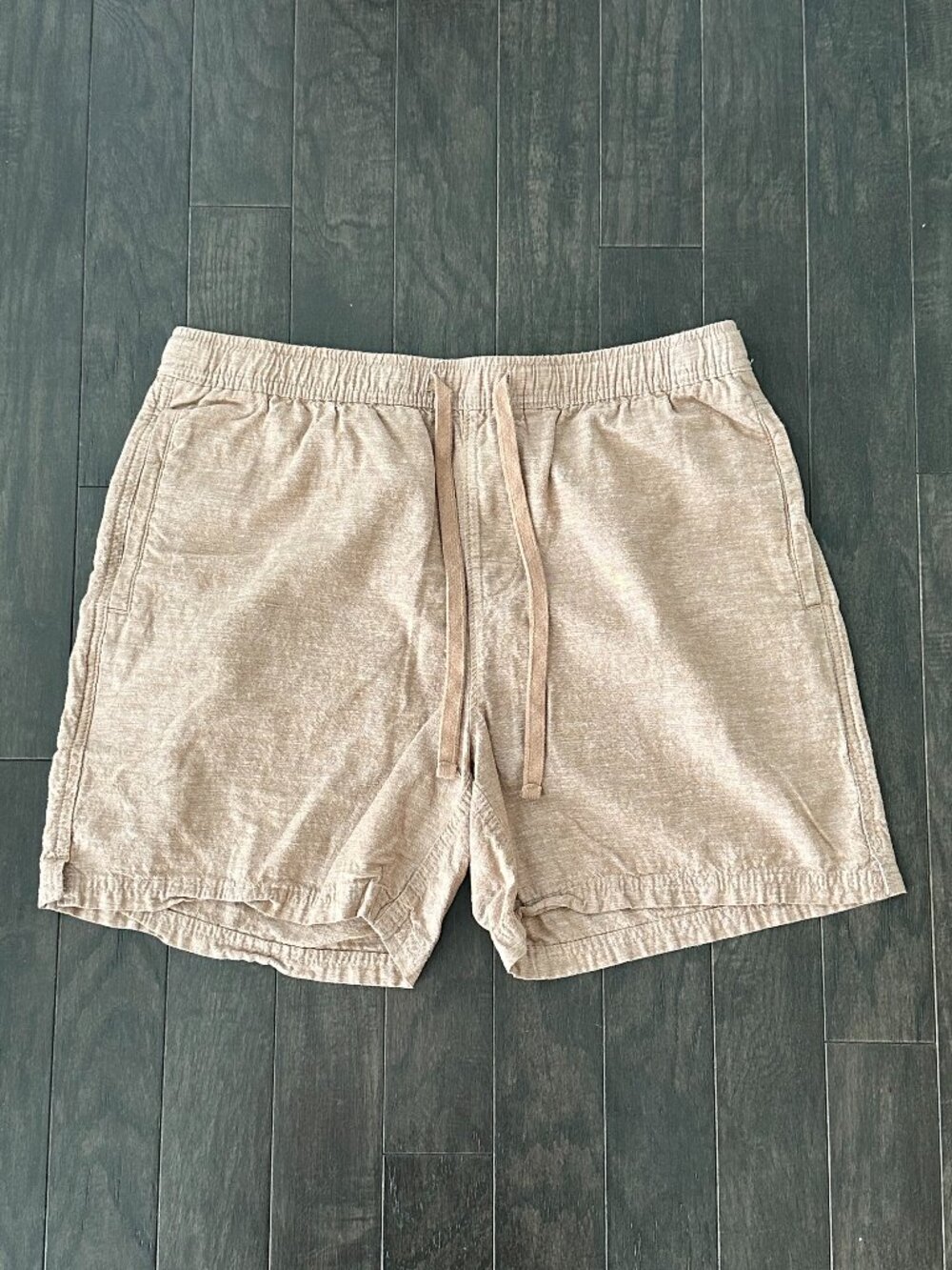 No Boundaries Medium Khaki/Orange Pull-On Men's Cotton Linen Shorts